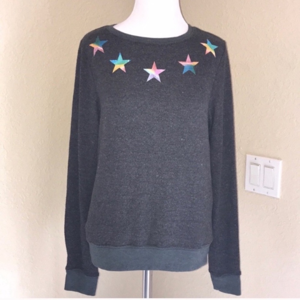 WILDFOX Grey Star Fuzzy Cozy Sweater S